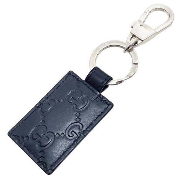 Gucci Signature Leather Key Ring in Black Calfskin